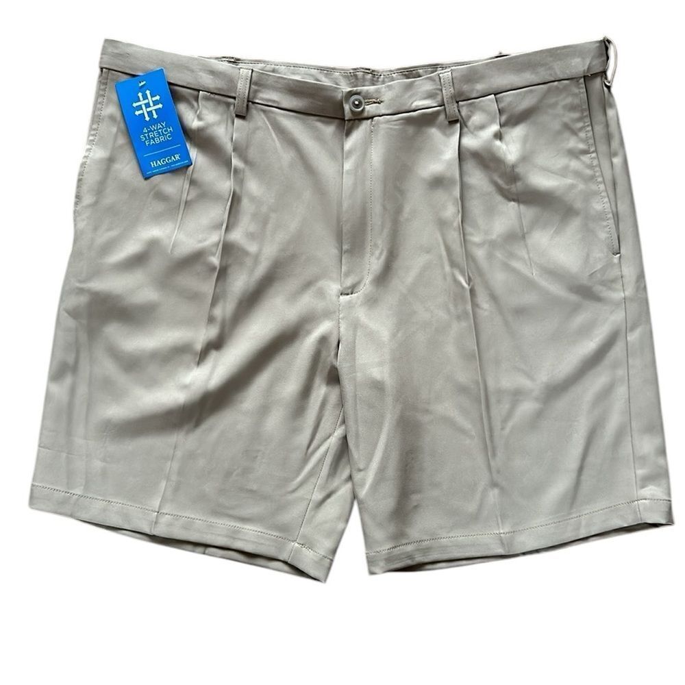 NEW Haggar Mens Cool 18 Pro Tan Shorts
